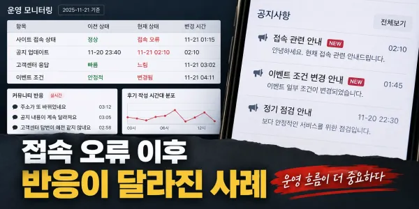 접속 오류 이후 반응이 달라진 사례 대표 이미지
