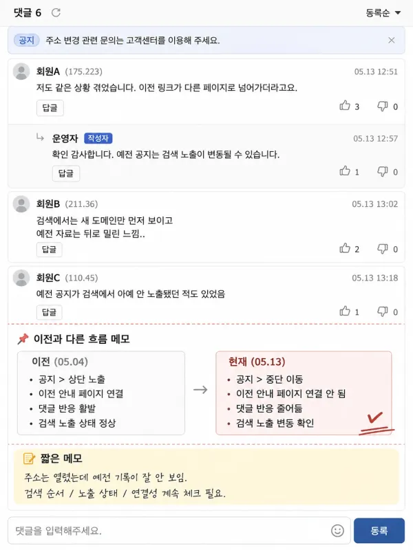 예전 안내가 사라진 자리만 유난히 눈에 남았음 체크리스트 이미지