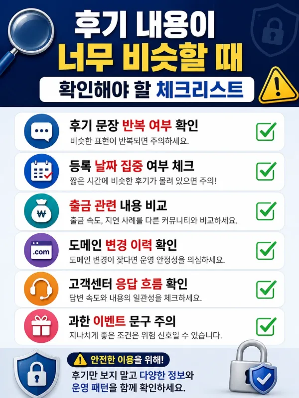 후기 내용이 너무 비슷할 때 한번 더 살펴봐야 하는 이유 체크리스트 이미지
